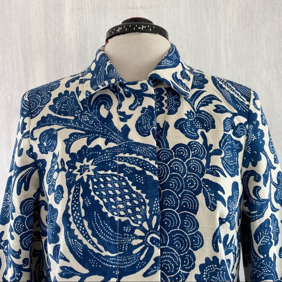 SOLD $$$  J. McLaughlin blue floral cotton coat NEW - Picture 5 of 10